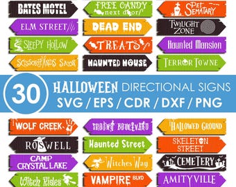 BIg BUNDLE, Halloween Directional Sign, svg, Spooky Destination Yard Sign, Halloween Arrow Yard Signs, png, Street Sign, Instant Download
