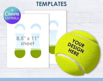 Tennis Panel Blank Template, Canva Editable, Customizable, Padel Ball Wrap Panel Template, DIY, Printable, Custom, Drag & Drop