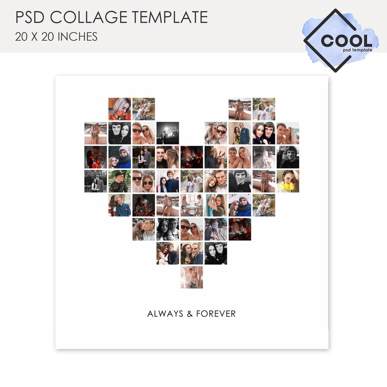 Heart photo collage Blog template Heart collage template