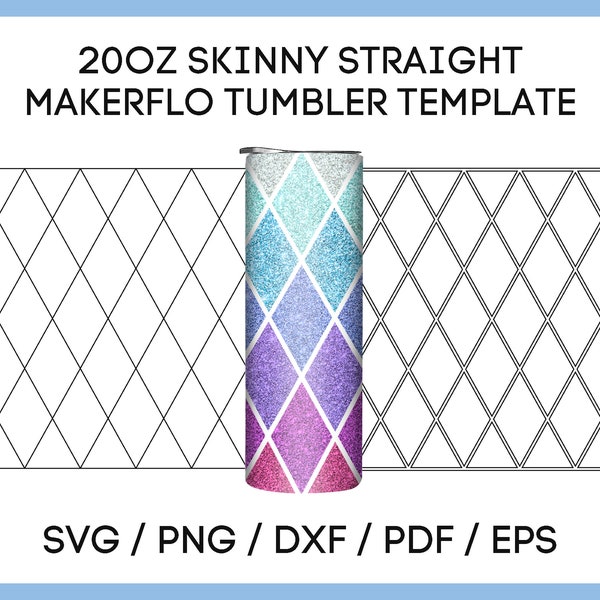 Argyle, 20oz Skinny Straight Makerflo tumbler tape template, Burst Tumbler SVG, Diamond Pattern, Full Wrap, Instant Download