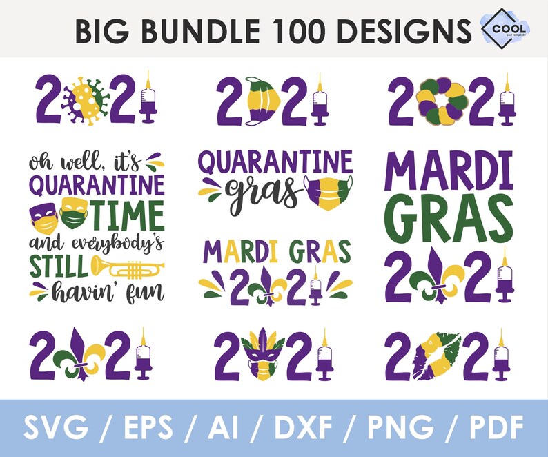 100 mardi gras svg elements bundle 2021 quarantine mardi ...