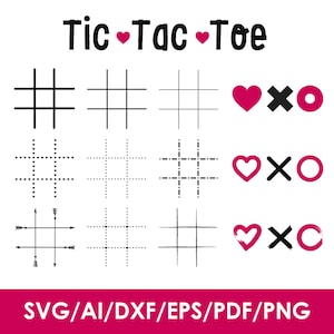 Tic Tac Toe board svg, BUNDLE, valentines day, XOXO svg, tic tac toe png, Glowforge, Cricut, Silhouette, cut files, Instant Download