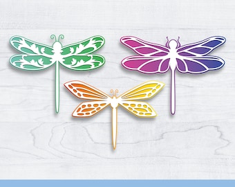 3D Layered Dragonfly svg, BUNDLE, paper cutting, png, clipart, cut template, Cricut, Silhouette, DIY, Instant Download