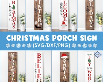 BUNDLE, Christmas porch sign SVG, winter porch sign Svg, holiday porch sign svg, farmhouse front door sign, Cricut, Silhouette, Glowforge