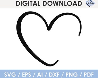 open heart svg, simple heart svg, png, eps, dxf, ai, pdf, heart hand drawn, scribble, monogram, name frame, instant download
