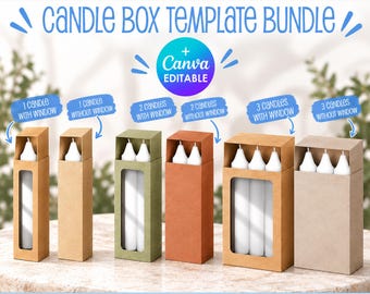 Editable Tall Candle Box Blank Template, svg, png, Bundle, Chandelier Candle Box, Taper Candle Box, Pull Box Cut File, Canva, Cricut