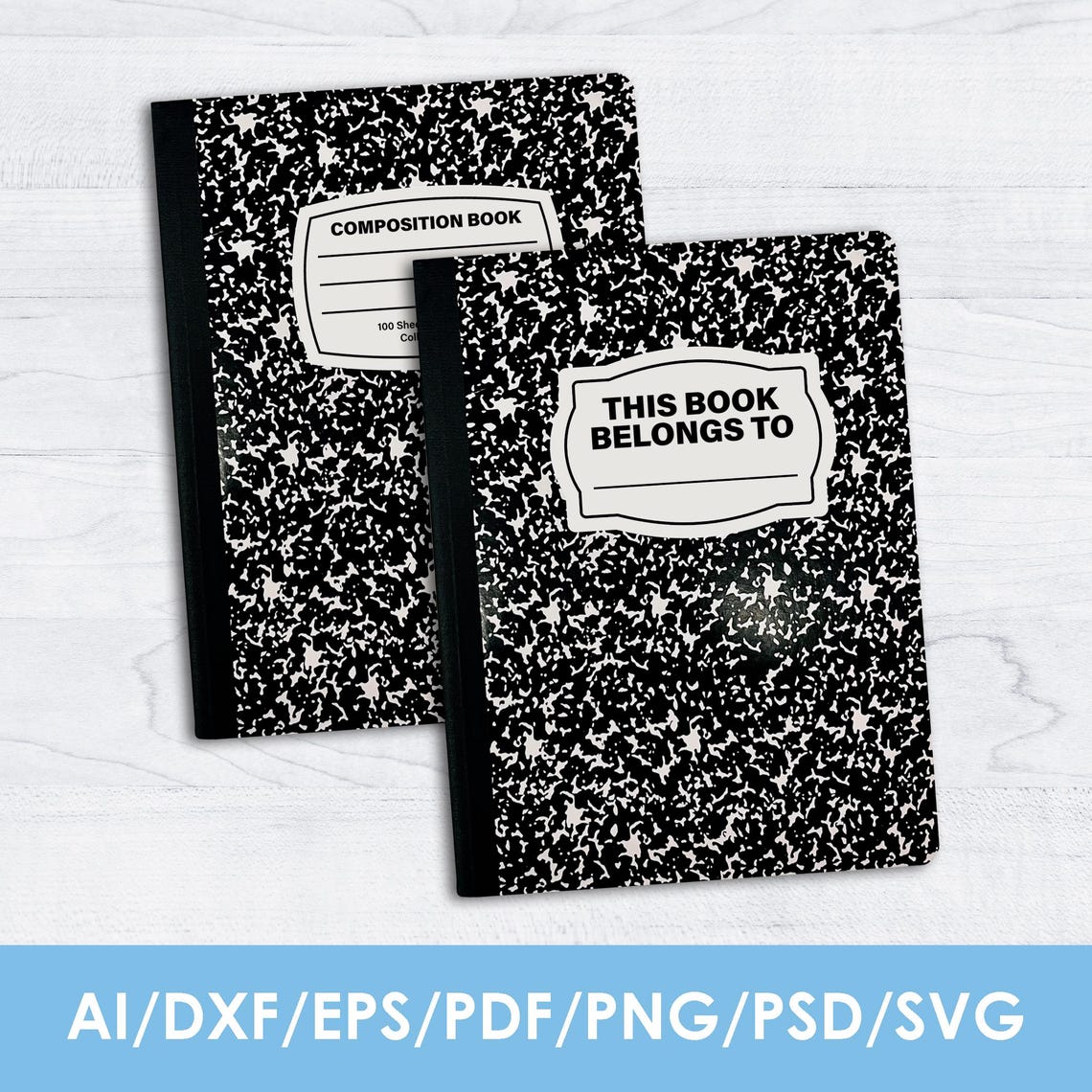 20 Composition Notebook Label Template, BIG Bundle, Fully Editable, Svg ...