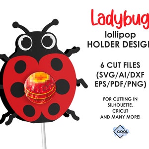 Ladybug, lollipop holder svg, DIY, Valentine's Day favor kids, chocolate holder svg, craft for kids, sucker holder INSTANT DOWNLOAD