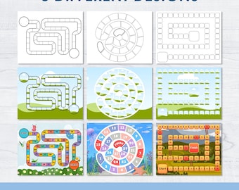 Blank Board Game Template, BUNDLE, Editable, kids & adult game board, custom, personalized, svg, png, pdf, Canva, Create Your Own