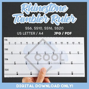 Rhinestone Tumbler Ruler File, 6ss, 10ss, 16ss ,20ss, US Letter, A4, pdf, jpeg, instant download