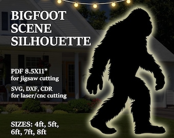 Bigfoot Scene Lawn Decor Silhouette Template, Yeti, Halloween Outdoor Decor ideas, DIY, life size (Instant Download), pdf, svg, cdr, dxf