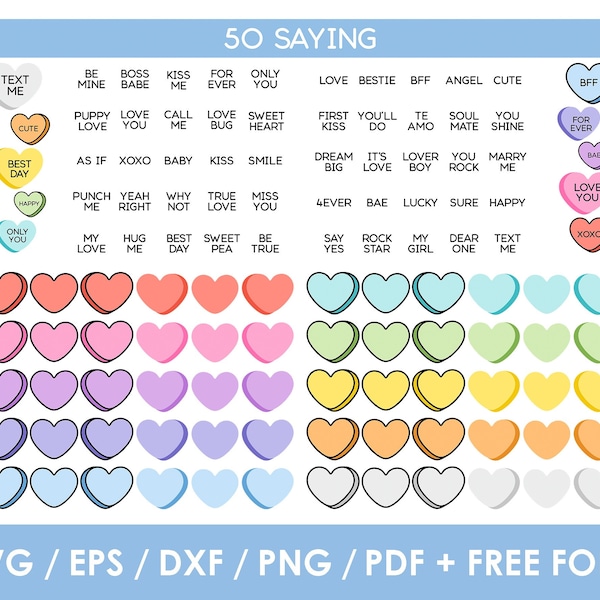 Layered Conversation Blank Candy Hearts, BUNDLE, svg, png, Cricut, Silhouette, Mix & Match, instant download