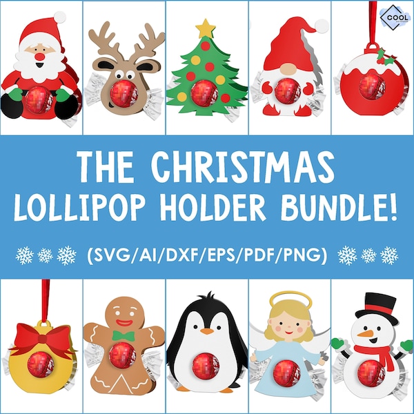 Christmas svg, Lollipop Holder svg, BUNDLE, christmas favor for kids, reindeer, sucker holder designs, DIY, holiday crafts, DOWNLOAD