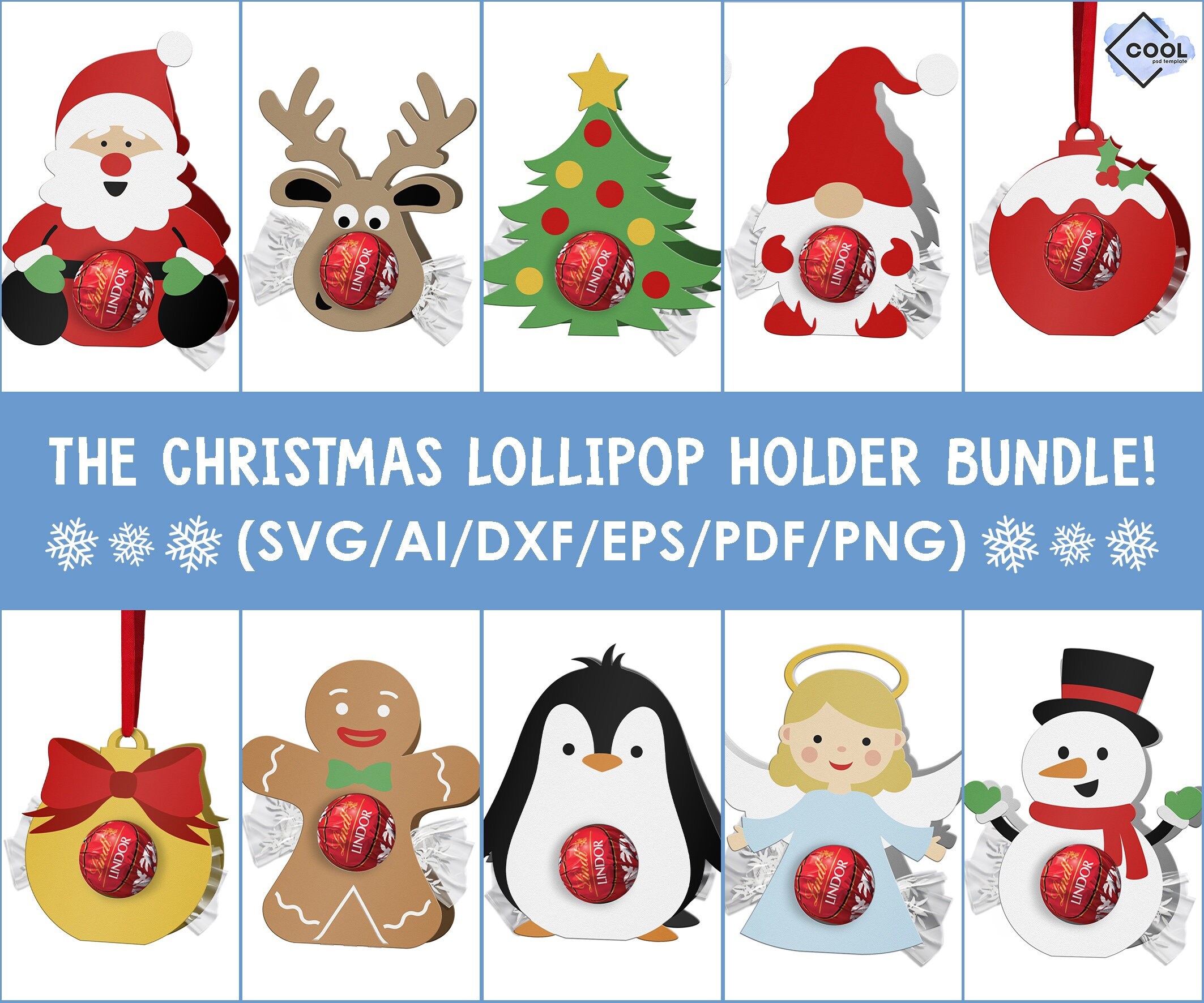 Christmas Svg Lollipop Holder Svg BUNDLE Christmas Favor | Etsy UK