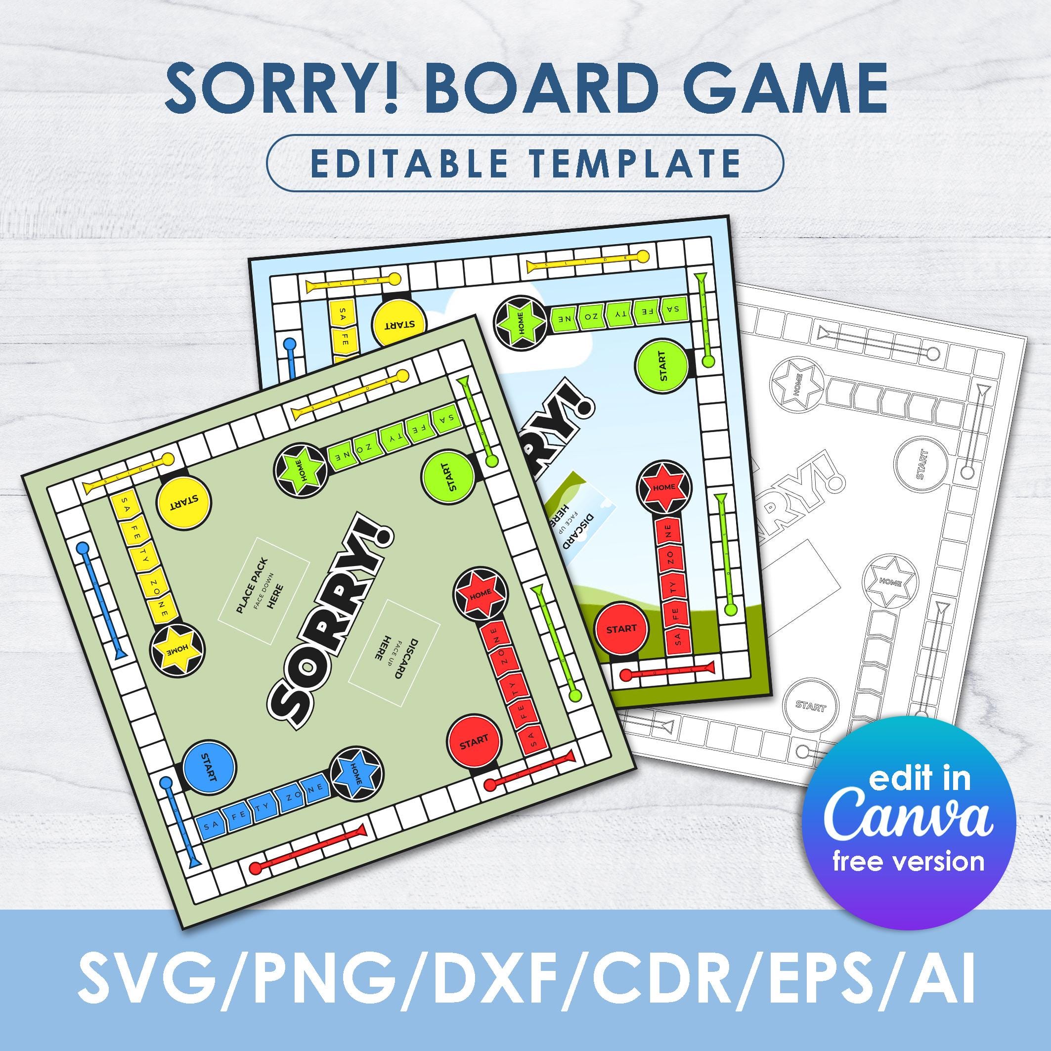 Editable Sorry Board Game Template: Custom SVG, PNG, PDF (digital ...