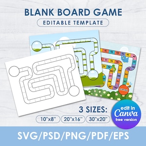 Blank Board Game Template, Editable, kids & adult game board, custom, personalized, svg, png, pdf, Canva, Create Your Own, Instant Download
