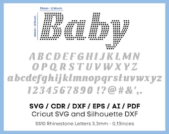 Rhinestone Letters Pattern: SS10 Font, SVG, Cricut, Silhouette (Digital Download)