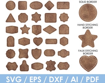Leather Patch svg, BIG BUNDLE, Hat Patches, Patch Shape with stitshes, png, dxf, Cricut, Silhouette, Instant Download