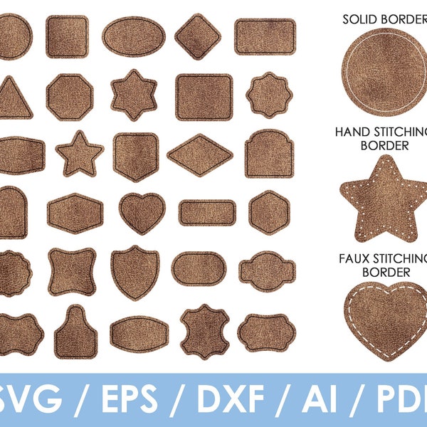 Leather Patch svg, BIG BUNDLE, Hat Patches, Patch Shape with stitshes, png, dxf, Cricut, Silhouette, Instant Download