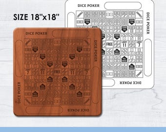 Editable Dice poker board game template, vector files, svg, dxf, cdr, instant download