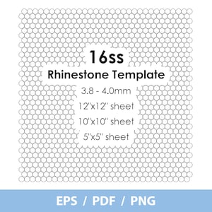 SS16, Rhinestone Sheet template, 16ss, 3.8 - 4.0 mm, 12x12 sheet, 10x10 sheet, 5x5 sheet, Cricut, Silhouette, eps, png, instant download