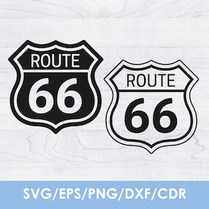 historic route 66 sign svg, solid & outline, cut file, png, vector, clipart, Cricut, Silhouette, instant download