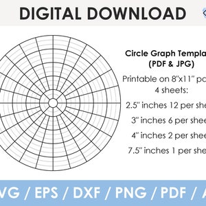 Circle Graph Template, Bead graph paper, beading pattern, pdf, svg, png, Cricut, Silhouette, Instant Download