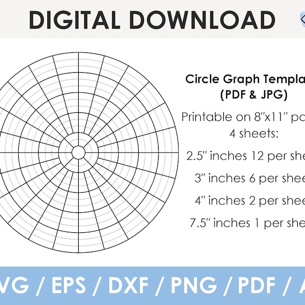 Circle Graph Template, Bead graph paper, beading pattern, pdf, svg, png, Cricut, Silhouette, Instant Download
