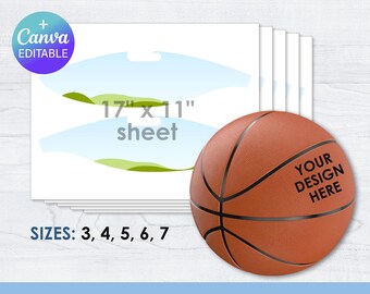 Basketball Panel Blank Template, Canva Editable, Customizable, All SIZES, DIY, Printable, Custom, Drag & Drop