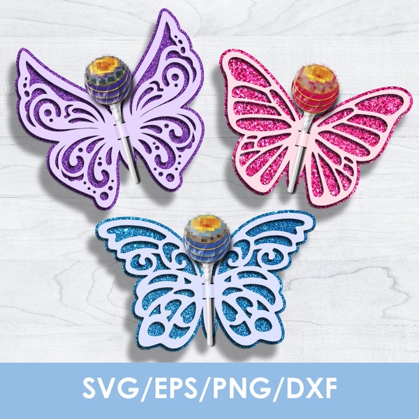 Butterfly Lollipop holder svg, BUNDLE, sucker holder, layered butterflies svg, Lolly Holder svg, cut files, INSTANT DOWNLOAD