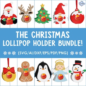 Christmas Lollipop Holder svg, BUNDLE, christmas favor for kids, reindeer, sucker holder designs, DIY, holiday crafts, DOWNLOAD