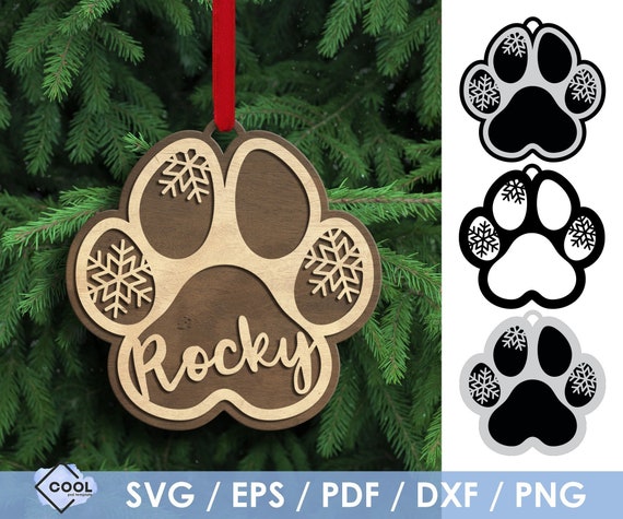 Dog Paw Print Christmas SVG Personalized Custom - Etsy