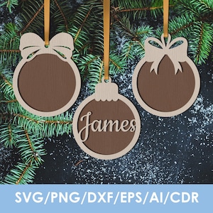 6 Christmas Blank ornament SVG, Bundle, Round Ornaments, laser cut file, Personalized, Empty Christmas ornament svg, Christmas bauble svg