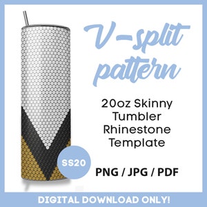 VSplit Rhinestone Tumbler Template, SS20, for 20oz tumbler, V Split, geometric pattern, rhinestone design, 20ss, pdf, png, instant download