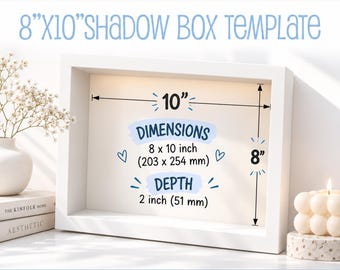 Rectangle Shadow Box Template, 8x10 inches, Canva, png, laser cut, Cricut, Instant Download