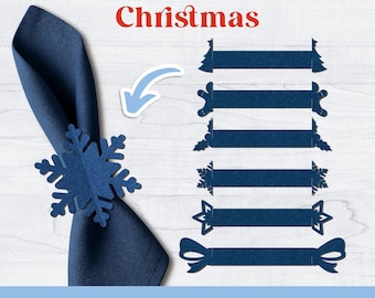 Christmas Paper Napkin Rings, Bundle, Napkin Holder, Holiday, Cut Files, DIY, Xmas Table decoration, Instant Download
