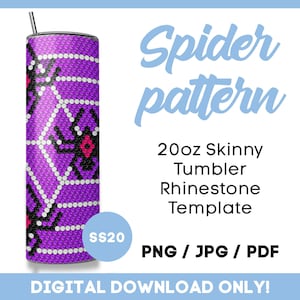 Spider Rhinestone for 20oz Tumbler Template, SS20, halloween pattern, rhinestone tumbler, png, pdf, jpeg, instant download