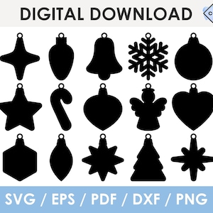 christmas BLANK ornaments svg, BUNDLE, christmas bauble template, laser cut file, Glowforge, Cricut, Silhouette