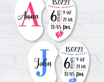 Elephant Ears Birth stats svg template, DIY, gift for newborn, Boy & Girl, for plush toy, personalised, Cricut, Silhouette, Instant Download