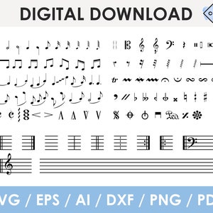 Music Notes Svg, BUNDLE, guitar note svg, musical notes clipart, music symbols svg, cut file, png, Cricut, Silhouette, instant download
