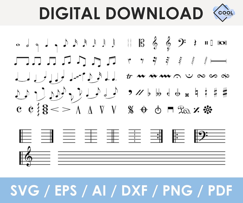 Music Notes Svg BUNDLE Guitar Note Svg Musical Notes - Etsy UK
