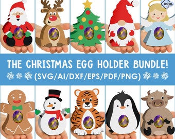 Personalised Christmas Kinder Egg Holder Stocking Filler Gift Xmas Present Kids 