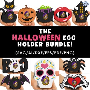 halloween chocolate egg holder design, BUNDLE, halloween crafts, diy, favors, for kids, for guests, candy holder svg, INSTANT DOWNLOAD