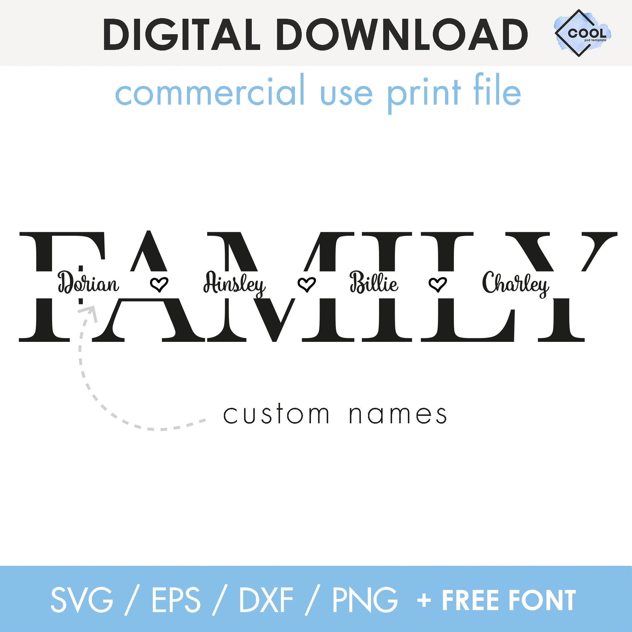 Family Name Split Frame SVG: Personalized Monogram (digital Download ...