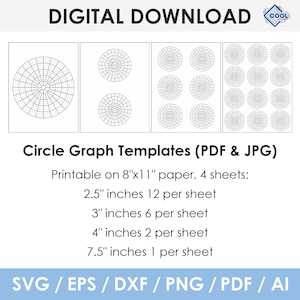 Circle Graph Template, Bundle, 4 size, beading pattern, pdf, svg, png, Instant Download