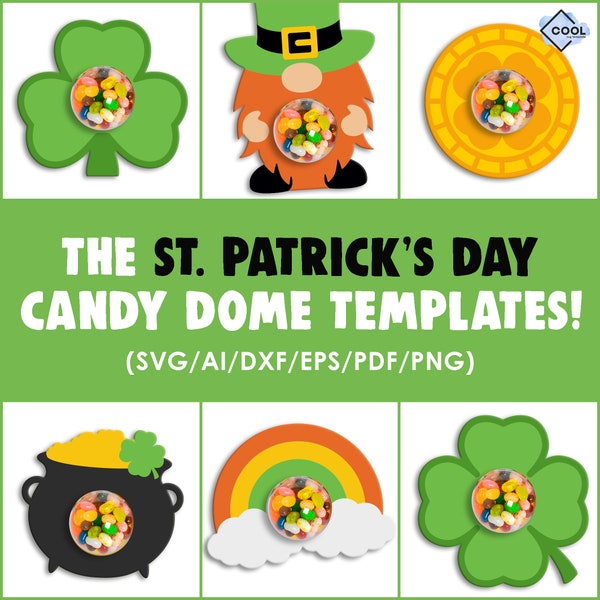 Saint Patrick's Day, DOME holder svg BUNDLE, St Patricks Day favor kids, DIY, clover, craft for kids, leprechaun, cut file, Instant Download