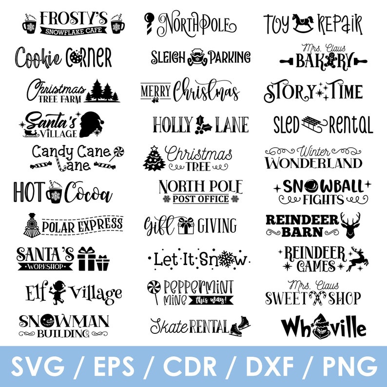 30 Christmas Direction Post Signs Svg BUNDLE, Cricut, Silhouette ...
