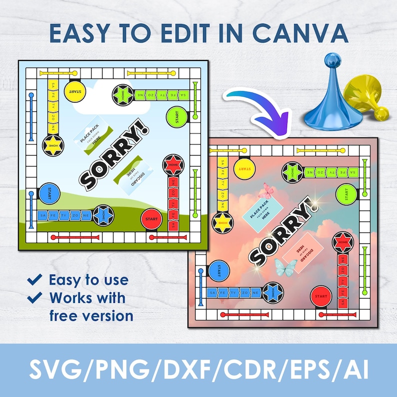 Editable Sorry Board Game Template: Custom SVG, PNG, PDF (digital ...