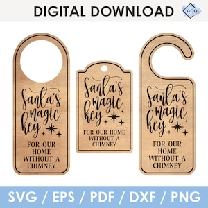Santa's magic key door hanger SVG, bundle, kids christmas svg, set, laser cut file, Glowforge, Cricut, Silhouette, instant download