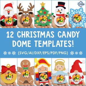 12 Christmas Candy Dome svg, Bundle, favor for kids, reindeer, christmas candy holder ornaments, DIY, holiday crafts, Christmas svg